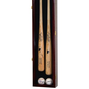 2 Baseball Bat Display Case Cabinet Holder Wall Rack w/98% UV Protection - Lockable