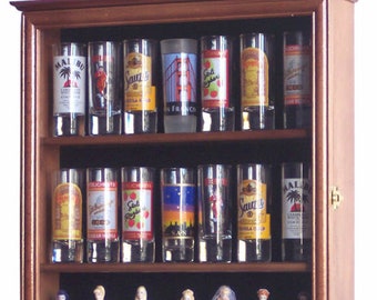 Tall Shot Glass Shooter Display Case Cabinet Wall Kitchen Shelf