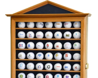 63 golfbal designer vitrinekast wandrekhouder met 98% uv-bescherming afsluitbaar