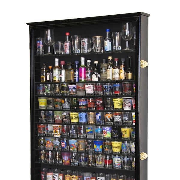 144 Shot Glass 84 Shooter Figures Mini Liquor Display Case Cabinet Wall Rack Shotglass Holder Felt Backing