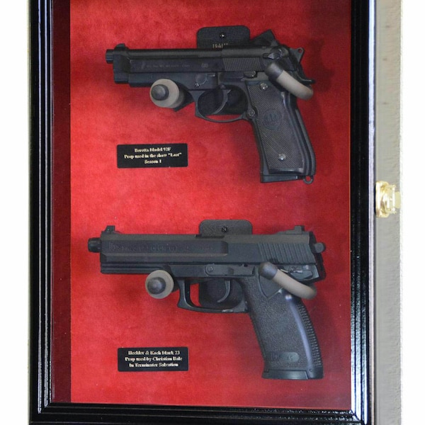 Pistol Revolver Flintlock Antique Knife Large/Double Pistol Gun Display Case Shadowbox Cabinet Rack Holder
