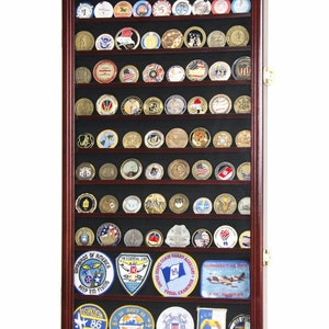 Large Military Challenge Coin Display Case Cabinet Holders Rack 98% UV Protection Adjustable Shelves