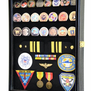 Large Pin, Ribbons, Medals, Buttons, Shells Disney Pins Display Case  Cabinet 