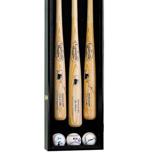 3 Baseball Bat Display Case Cabinet Holder Wall Rack w/98% UV Protection - Lockable