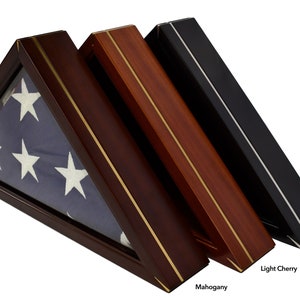 Honors Flag Display Case for 5x9&#39; Memorial / Burial / Funeral Shelf Box Glass Holder Frame - 1 Detailed Inlay Stripe