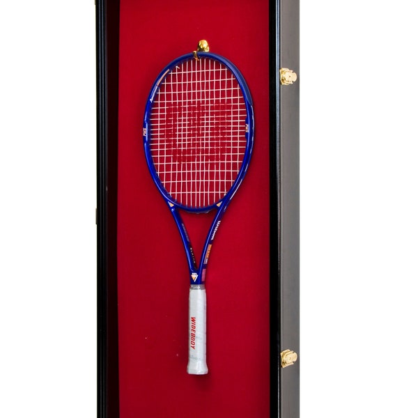 Tennis Racket and Ball Display Case Cabinet Hanger Wall Mount Shadowbox Stand w/ 98% UV Door Lockable