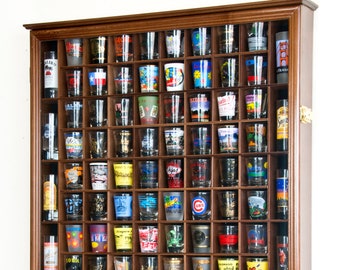 108 Shot Glass Shotglass Shooter Display Case Holder Cabinet Wall Rack 98% UV Lockable