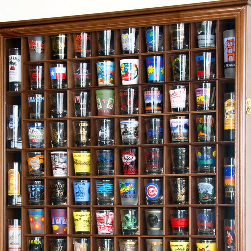 100 Shot Glass Display Case Holder Shadow Box Wall Etsy