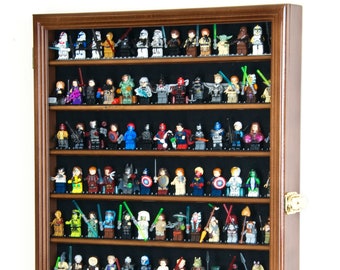 Large 110+ Mini Figures Minifigures Display Case Cabinet Small Action Figure Toys Collectible Wall Shelf w/ 98% UV Protection - Lockable