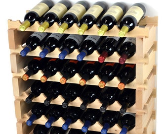 6X Beech Modular Wine Rack Beech Wood 24-72 Bottle Capacity Storage 6 Bottles Across up to 12 Rows Stackable Newest Improved Model