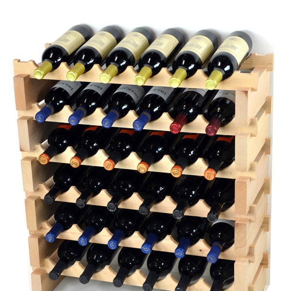 6X Beech Modular Wine Rack Beech Wood 24-72 Bottle Capacity Storage 6 Bottles Across up to 12 Rows Stackable Newest Improved Model