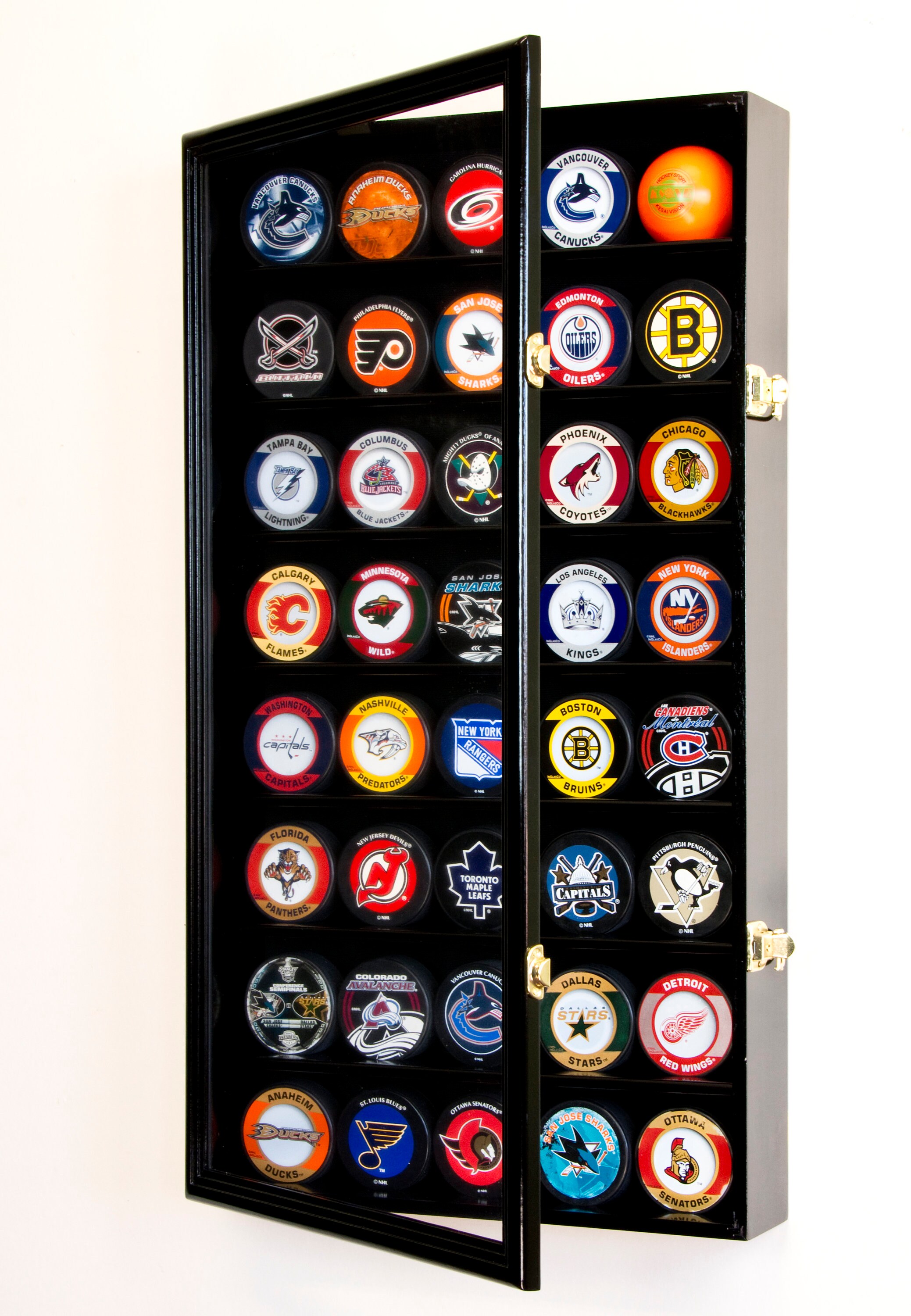 thumbnail image 2 of Wall Mount Puck Holder 12-Puck Hockey Display Case - Wall Mount Shadow Box For Hockey Puck Collection Wall Mount Puck Case 2 of 10