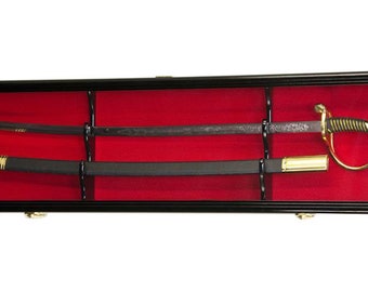 Large 1 Sword & Scabbard Display Case (Deeper 5 1/4" Depth) Swords Military Navy Japanese Civil War Samurai w/ 98% UV Protection - Lockable