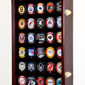 40 Hockey Puck Display Case Cabinet Holder Rack Stand 98% UV Lockable image 6