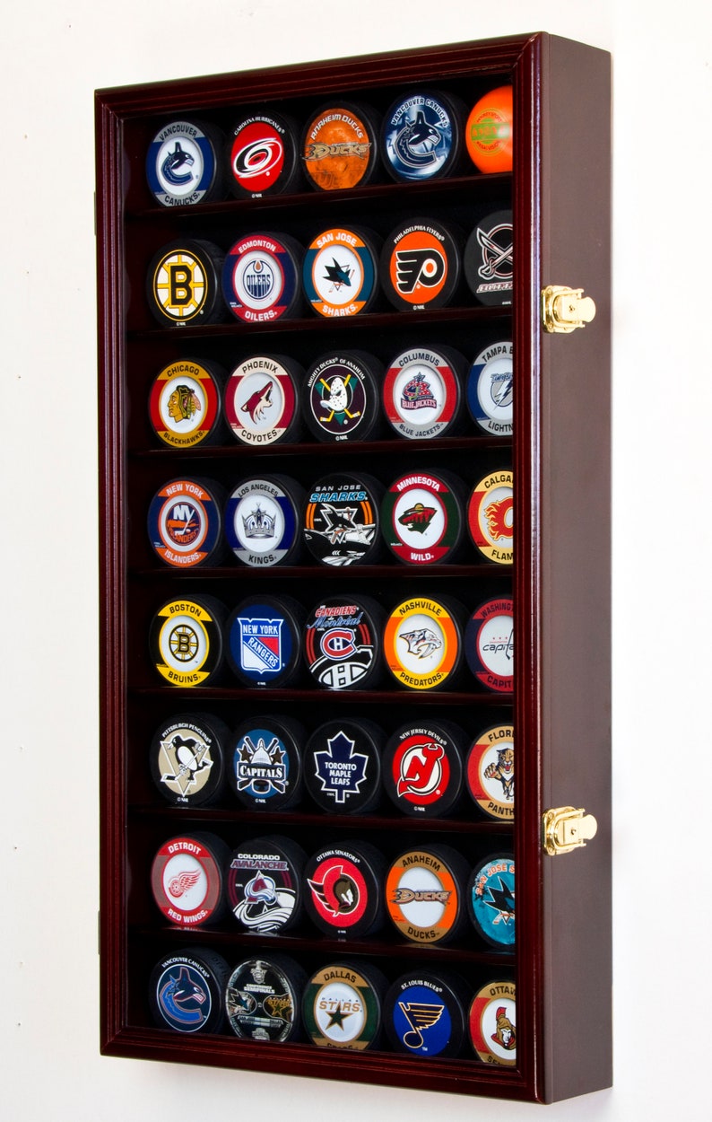 40 Hockey Puck Display Case Cabinet Holder Rack Stand 98% UV Lockable image 6