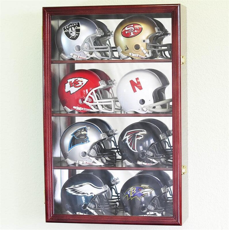 8 Riddell Mini Helmets Helmet Display Case Wall Rack Etsy