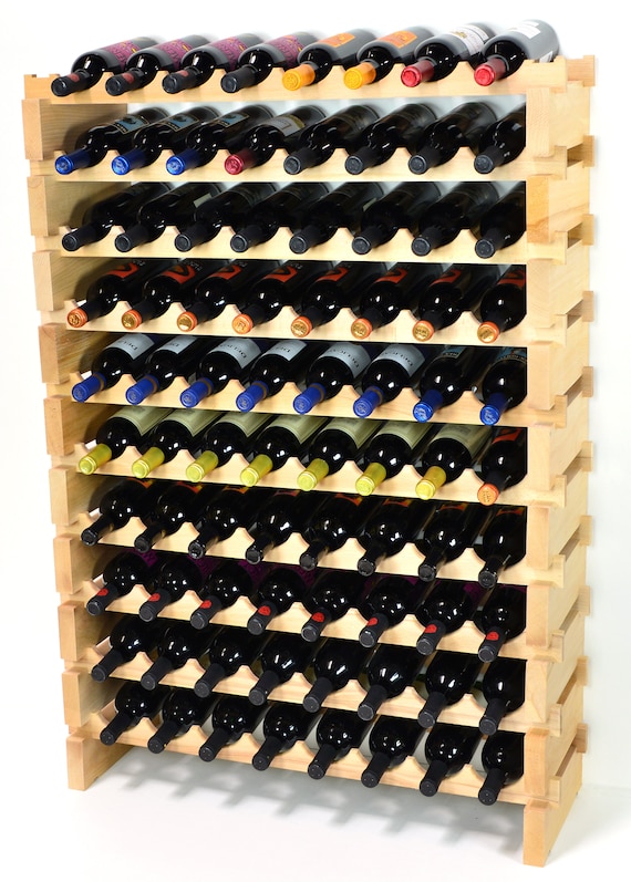 8X Beech Modular Wine Rack Beech Wood 32 96 Bottle Capacity Storage 8 Bottles Across up to 12 Rows Stackable Newest Improved Model Etsy