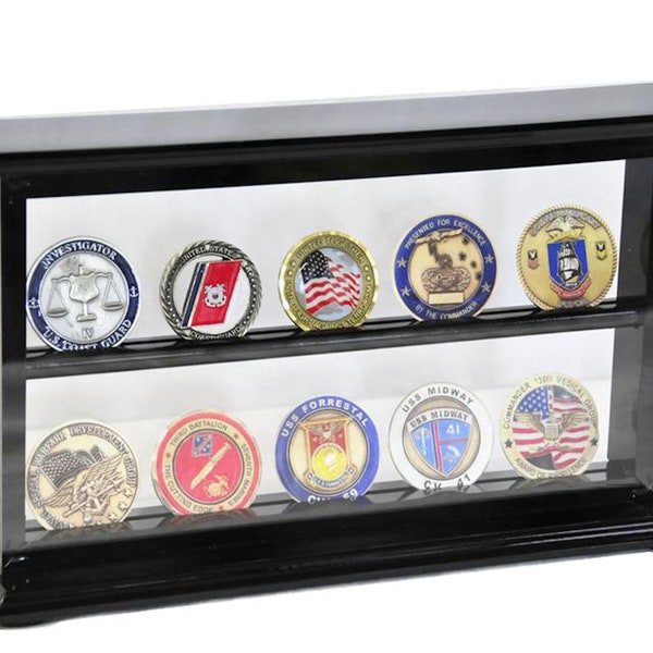 2 Shelves Military Challenge Coin Curio Display Stand Rack Shelf w/ 98% UV Protection