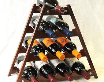 10 Bottles Hardwood Wine Stand / Rack Champagne Bottle Countertop Shelf