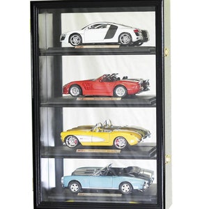 1/18 Scale Diecast Display Case Cabinet Holder Rack w/ UV Protection- Lockable with Mirror Back 4 Cars