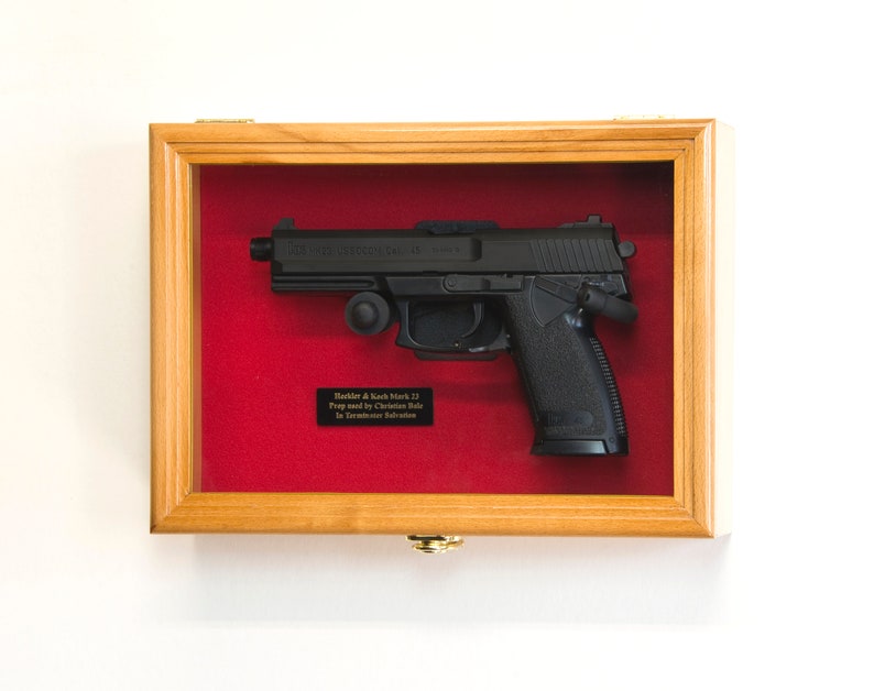 Single Pistol Display Case Wall Mount Solid Hardwood Etsy
