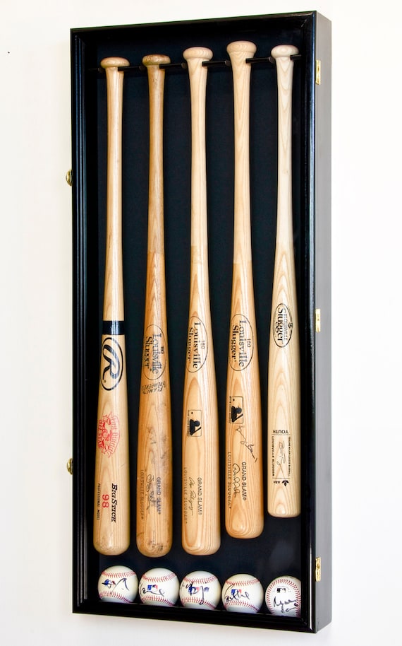 5 Baseball Bat Display Case Cabinet Holder Wall Rack W 98 Uv Etsy