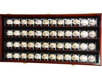 48 Baseball Acrylic Cubes Display Case Cabinet Holder w/98% UV Protection- Lockable