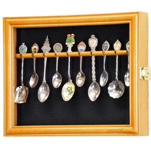 10 Spoon Display Case Wall Rack Cabinet Holder Box 98% UV - Lockable