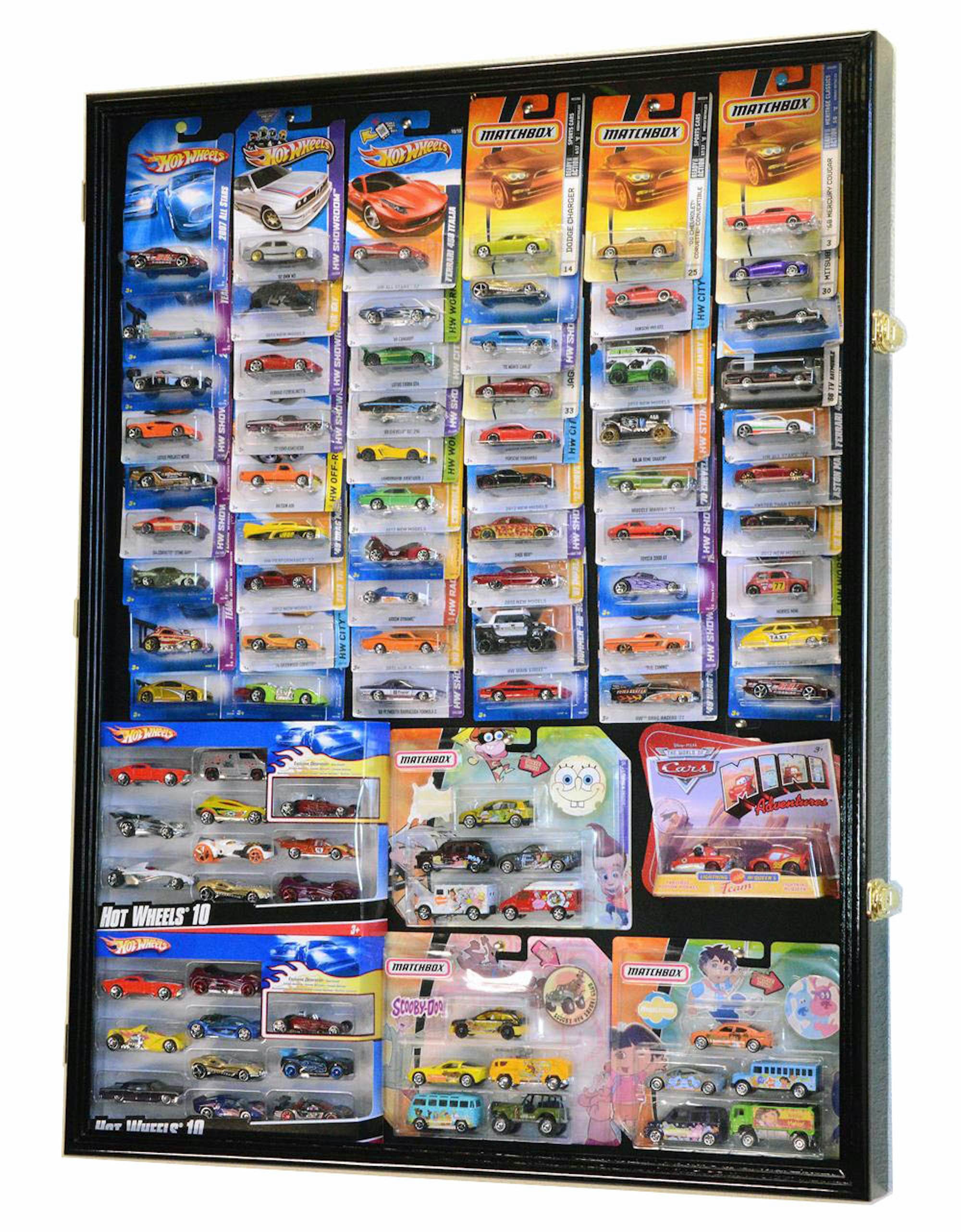 1/64 Diecast in Retail Boxes Display Case Matchbox Collector Cars Cabinet Shadowbox with Pinnable Background w/ 98% UV Protection - Lockable for sale  