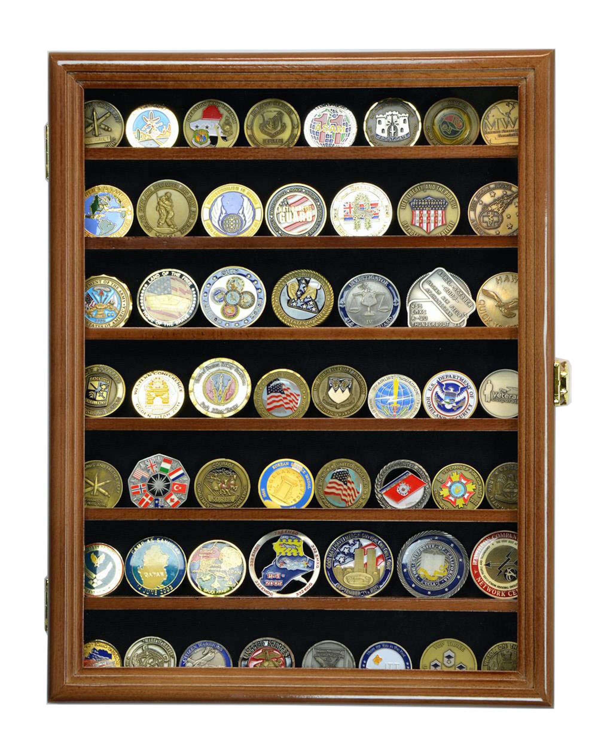 56 Military Challenge Coin Coins Vitrine Présentoir Porte-armoire