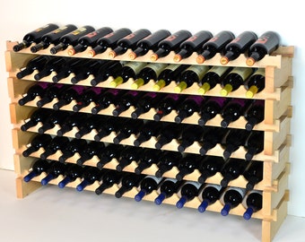 12X Beech Modular Wine Rack Beech Wood 48-144 Bottle Capacity Storage 12 Bottles Across up to 12 Rows Stackable Newest Improved Model