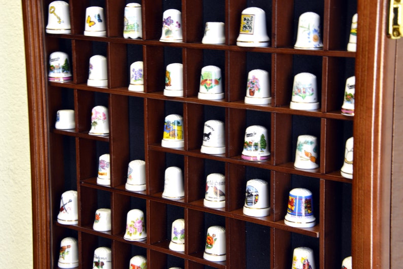 59 Opening Thimble / Small Miniature Display Case Cabinet Holder Wall ...