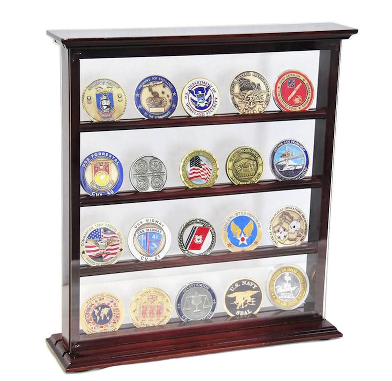 4 Shelves Military Challenge Coin Curio Display Stand Rack Etsy
