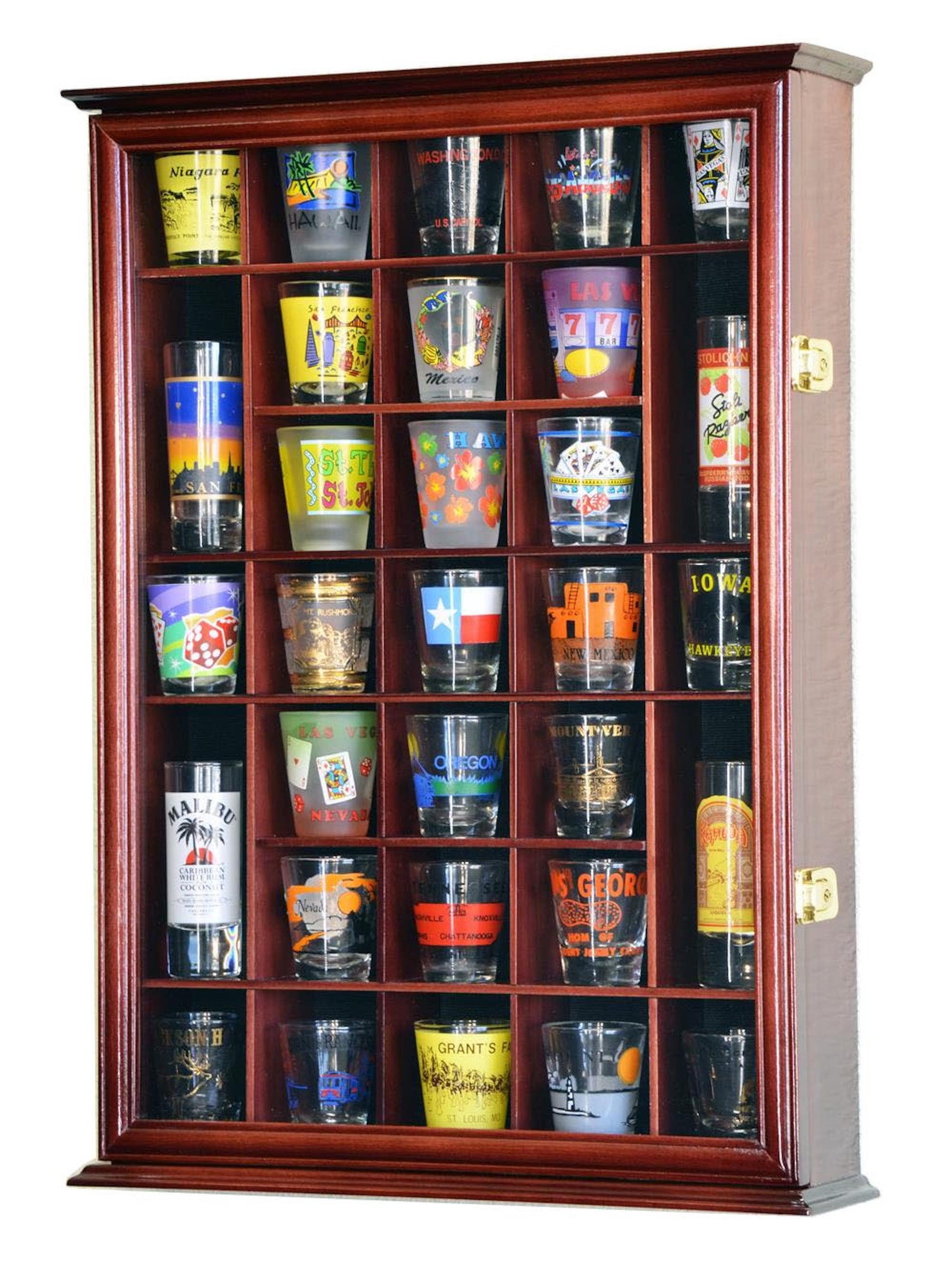 31 Shot Glass Shotglass Shooter Display Case Holder Cabinet Wall Rack ...