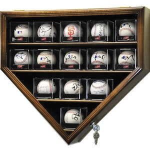14 Baseball Acryl Würfel Vitrinen Vitrinen Halter - Home Plate Form mit 98% UV-Schutz - abschließbar