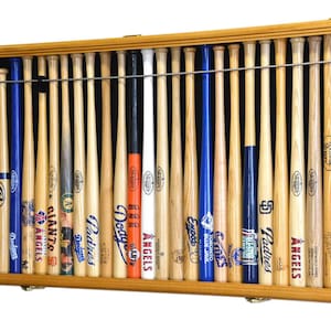 Large Mini 18&quot; Bat Baseball Display Case Cabinet Holder Rack w/98% UV Protection - Lockable