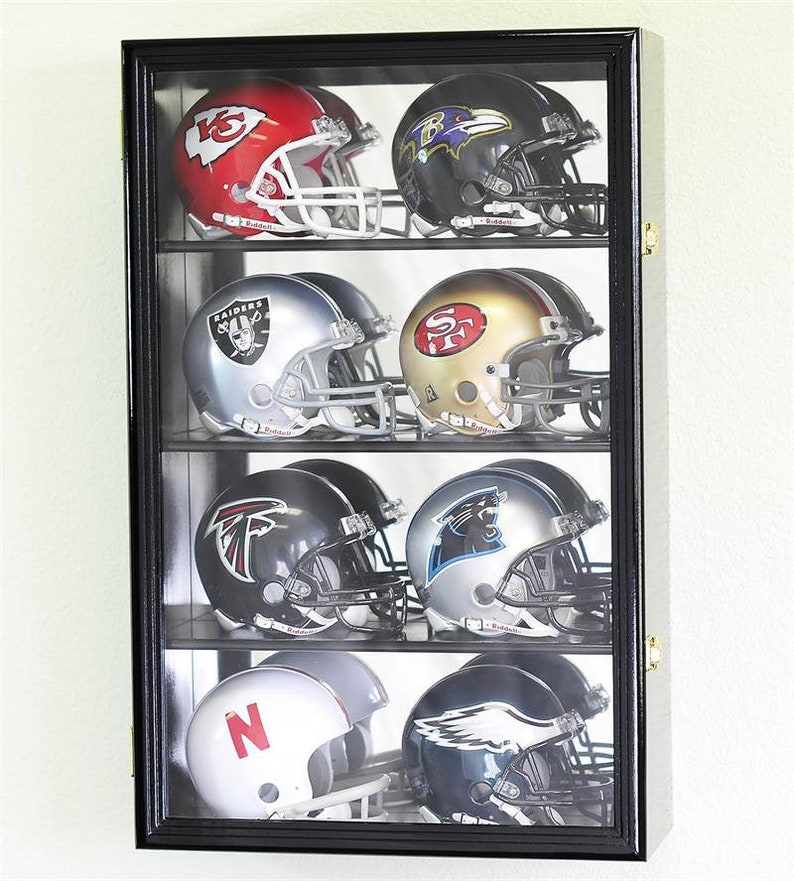 8 Riddell Mini Helmets Helmet Display Case Wall Rack Etsy