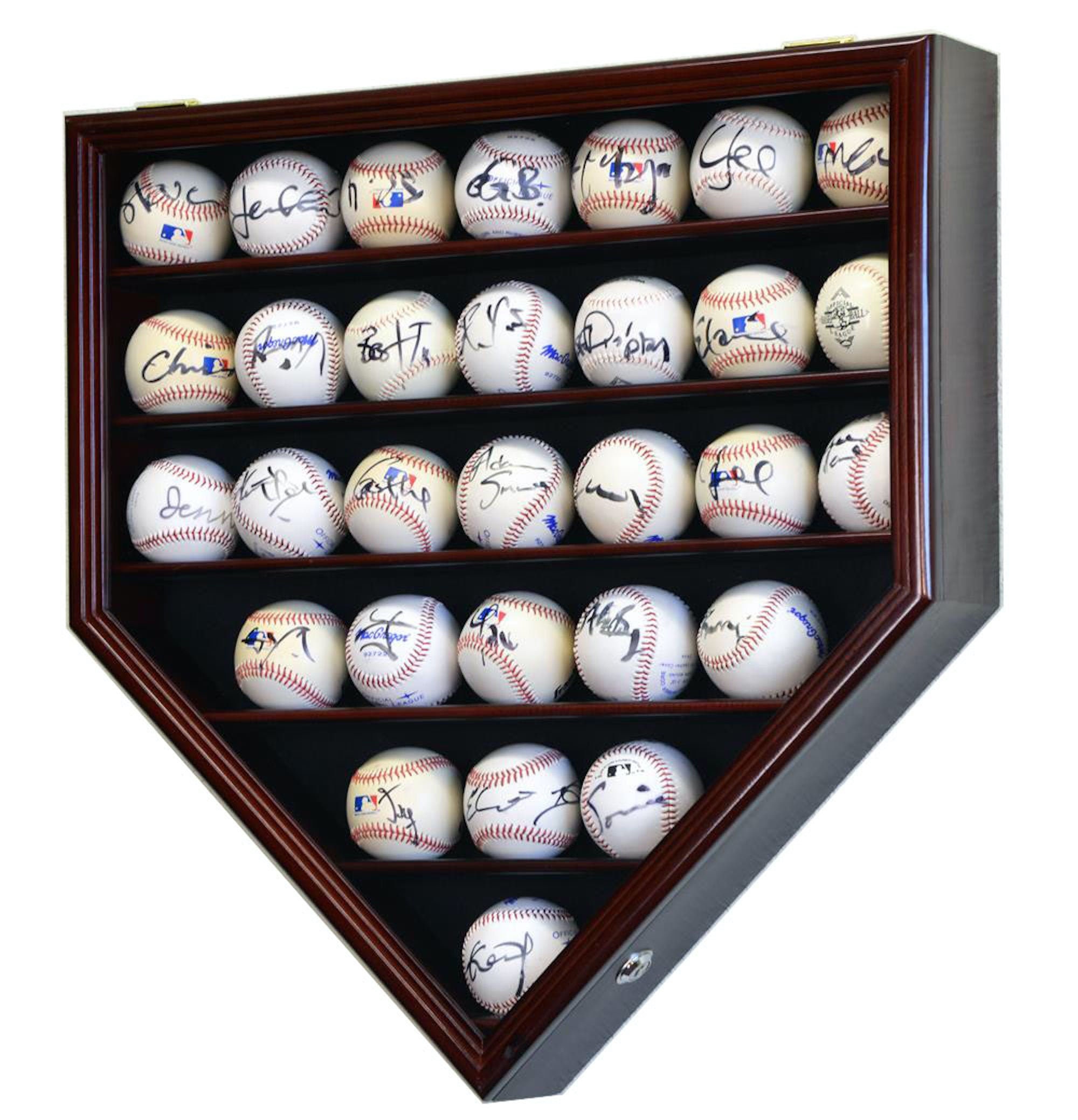 Lockable Single Baseball Display Case Holder Wall Rack Box w/UV
