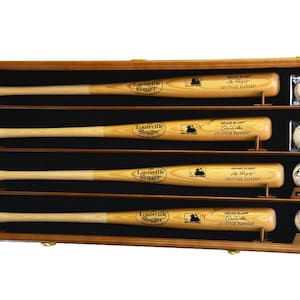 4 Baseball Bat Display Case Cabinet Horizontal Holder Wall Rack w/98% UV Protection - Lockable