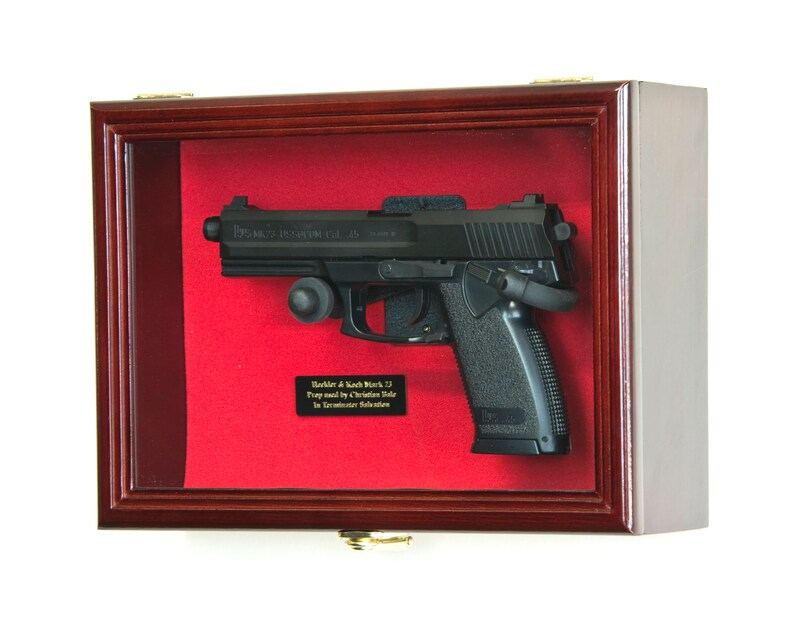 Single Pistol Display Case Wall Mount Solid Hardwood Etsy