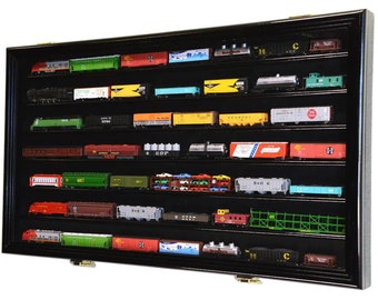 N Scale Train Display Case Model Car Cabinet Wall Rack w/ 98% UV Protection - Lockable