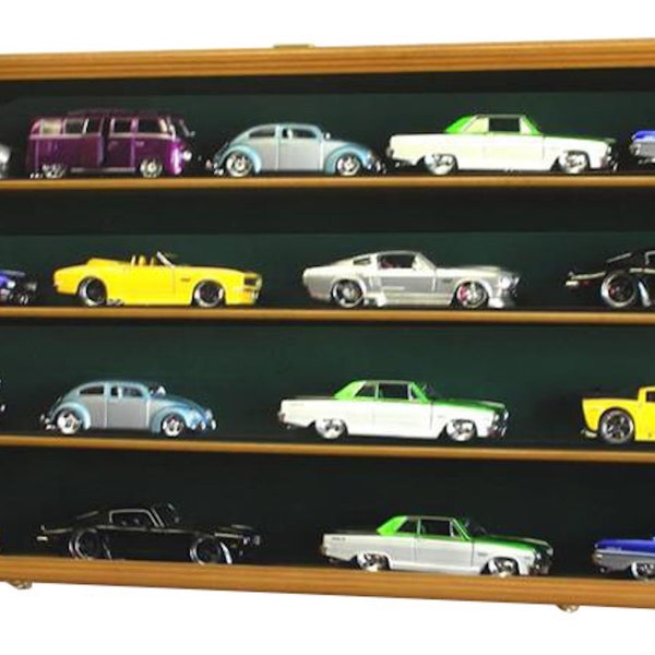 1/24 Scale Diecast Model up to 20 Car Display Case Cabinet Holder Holds up to 20 Cars 1:24 w/ 98% UV Protection - Lockable