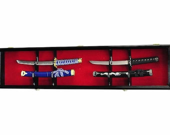 Short Swords or Daggers Display Case Cabinet Stand Wall Rack Daggers Knives Tantos w/ 98% UV Protection - Lockable (LED Accent Light Option)