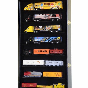 1/64 Diecast Trailer Rig Display Case Cabinet Model Car Train Wall Shelf w/ 98% UV Protection - Lockable