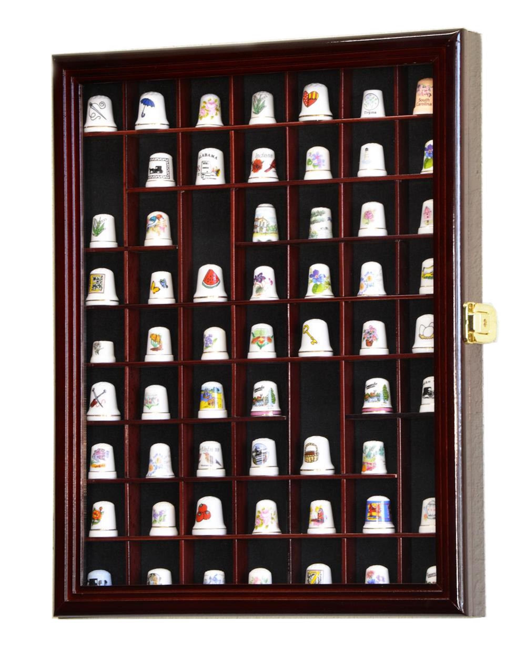 DisplayGifts Large 189 Thimble Display Case Cabinet Wall Shadow