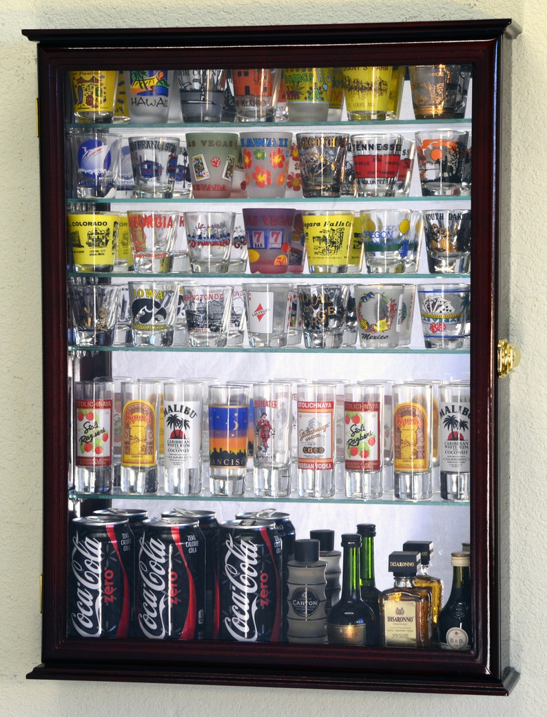 Large Mirror Backed and 7 Glass Shelves Shot Glass Shotglass Etsy