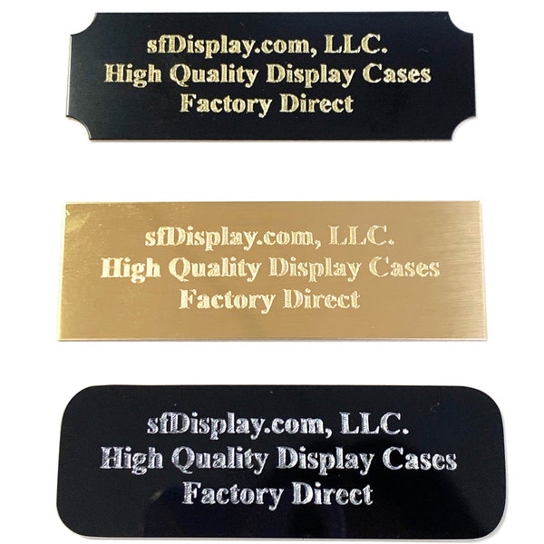 3x1 Engraving plate with up to 3 Lines of Custom Text Personalized - Gold/Silver Text on Black Plate or Solid Brass Plate