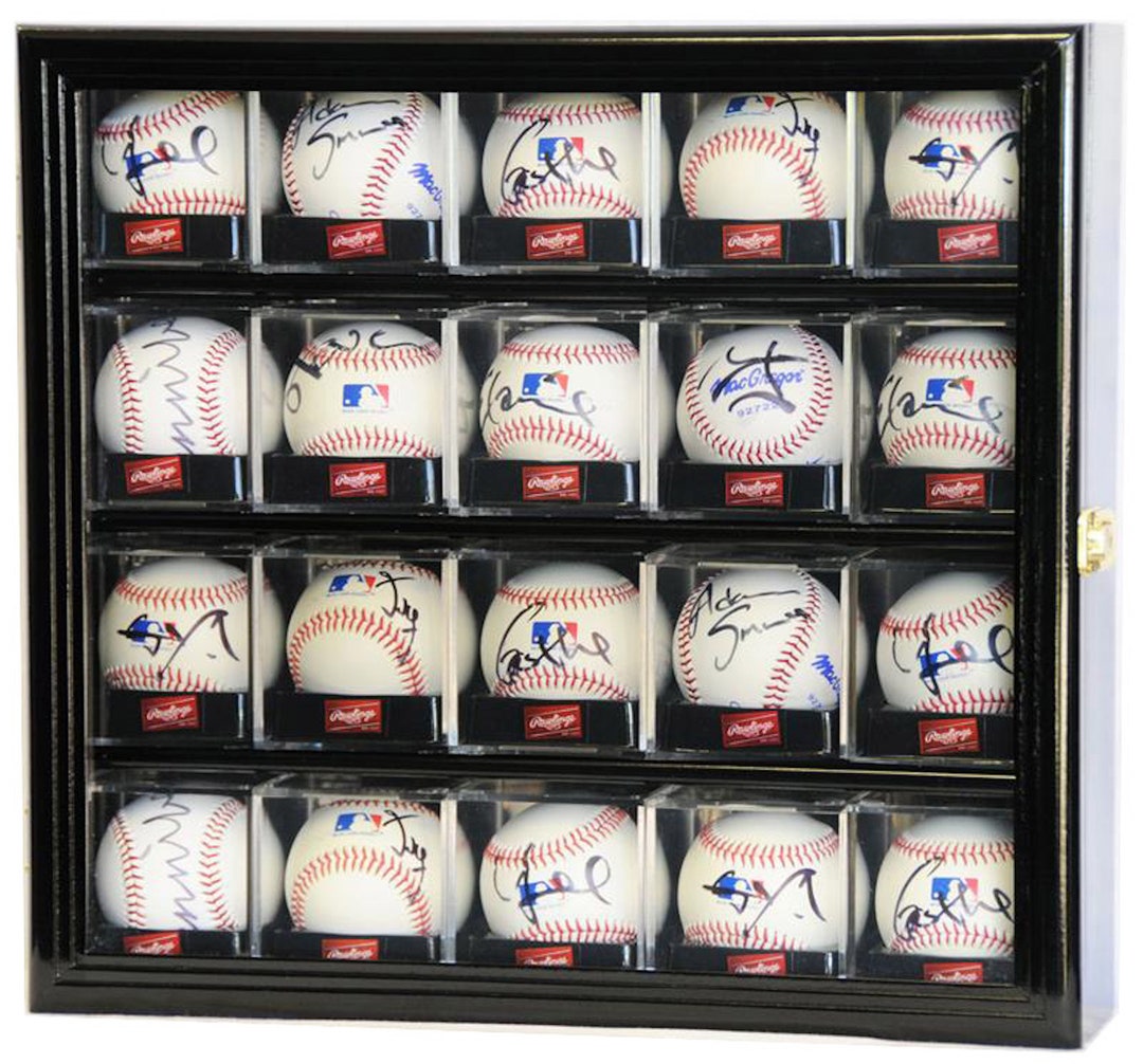 20 Baseball Acrylic Cubes Display Case Cabinet Holder W/98% UV ...