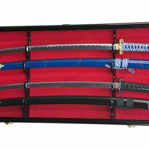 2 Swords and Scabbard Display Case Cabinet w/98% UV acrylic door-  Lockable (w/ Optional LED Accent Light Bars)