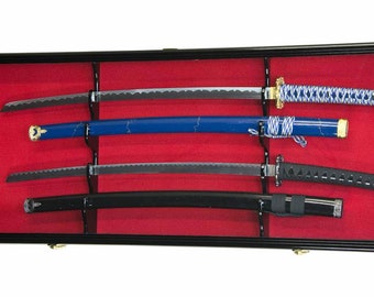 2 Swords and Scabbard Display Case Cabinet w/98% UV acrylic door-  Lockable